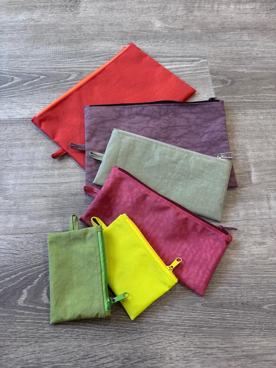 Handmade Water-Repellent Nylon Flat Pouch Set Solid Colored Set
