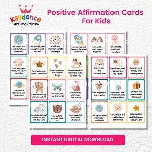 Kids Printable Positive Affirmation Cards, Motivational Quotes, Daily Affirmation, Positivity Cards, Mental Health Matters, Instant Download