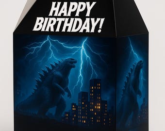 Godzilla Party Favor Box Printable | All Monsters Included | Digital DIY Lunch Box Template | King of the Monsters Party Supplies