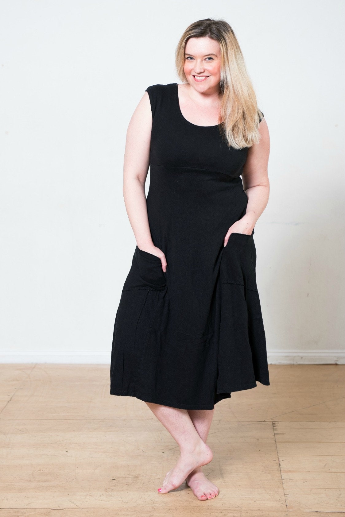 hemp cotton dresses V-neck hemp & organic cotton dress
