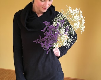 Cowl Neck City Sweatshirt//Cowl Neck//Tunic//Hemp and Organic Cotton Fleece