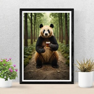 Foto de Oso con Cerveza - Estampado Original y Divertido para Decoración del Hogar