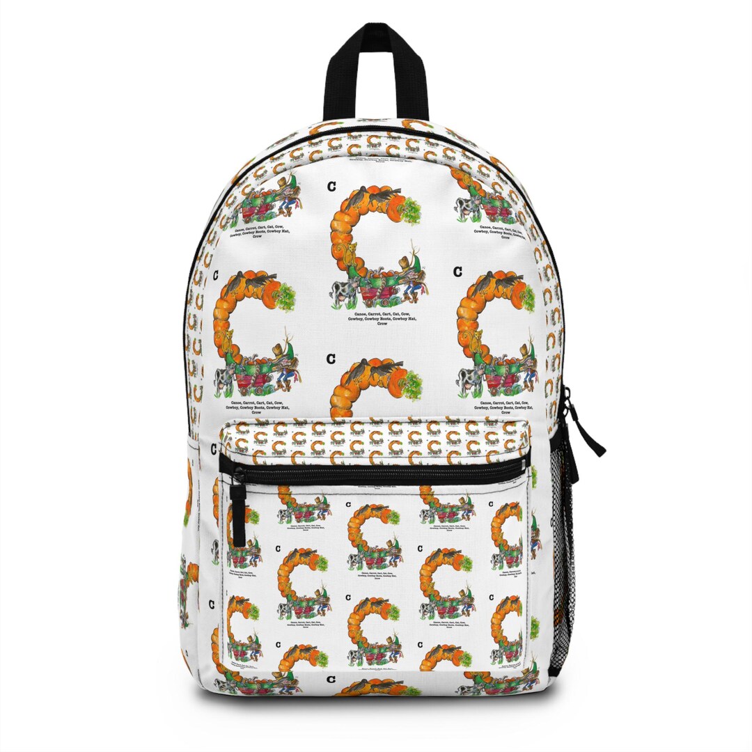 Backpack LETTER C Cowboy, Crow, Cow, Cart, Carrot, Cat RETRO, College ...