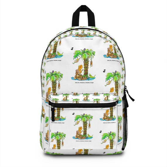 Backpack LETTER J Alphabet Jungle Lion Alligator RETRO Back to School College Students Dorm Room Kids Back to School Etsy