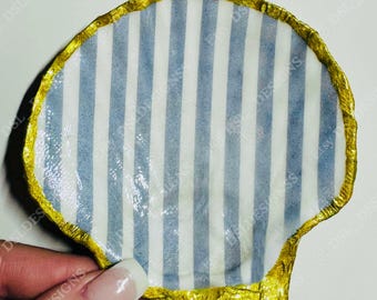 Blue Stripe Shell Jewelry Dish
