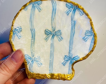 Blue Coquette Shell Jewelry Dish