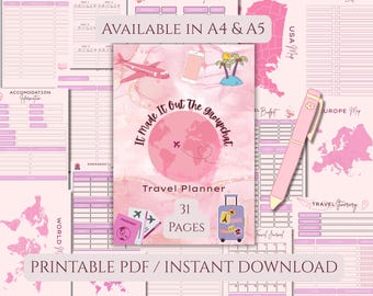 It Made It Out The Groupchat” Travel Planner | Printable PDF | A4 & A5 Sizes | Pink Travel Organizer | Instant Download
