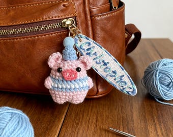 Personalized Crochet Name Keychain – Custom Handmade Bag Charm – Backpack Tag – Couples Gift – Bridesmaid Favor – Kids School Key Ring