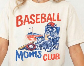 Baseball Moms Club Shirt, Funny Baseball Mom Tee, Raccoon Baseball Graphic, Game Day Mom Shirt, Comfort Colors Mom Tee