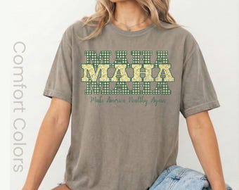 MAHA Lemon Gingham Shirt, Make America Healthy Again Tee, Cottagecore Wellness Graphic, Trendy Mom T-Shirt