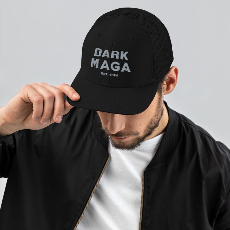 Dark MAGA Embroidered Trucker Cap: Vote Hat 2024 image 1