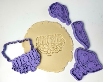 Mother’s Day Cookie Cutter Set – Mom Cookie Cutters – Floral & Heart Baking Set – Spring Cookie Cutters – Gift for Mom