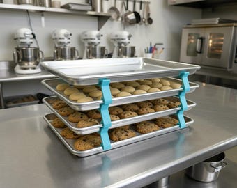 Cookie Sheet Organizer Rack SET OF 4 – Baking Tray Stacker, Pan Storage Organizer, Kitchen Cabinet Baking Sheet Holder, Space Saving