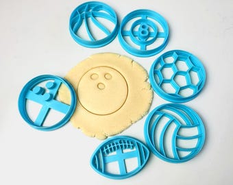 Sports Ball Cookie Cutter Set (6pc), Football, Basketball, Soccer, Volleyball, Bowling, Pool Ball Sports, Theme Cookie Cutters, Birthday Set