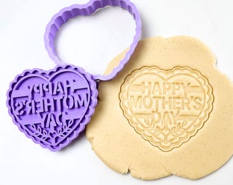 Mother’s Day Heart Cookie Cutter – 3” Customizable | Fondant & Sugar Cookie Cutter for Mom Gifts, Baking Supplies, DIY Cookie Decorating