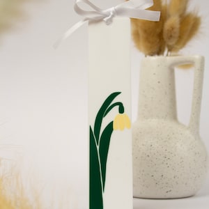 Snow Drop Acrylic Bookmark Gift For Book Lovers Floral Design Handmade Vinyl Ribbon Reader Aesthetic