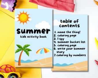 Printable Kids Summer Activity Book - Coloring and Puzzles Fun!