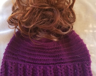 Knitting pattern messy bun hat for hair loss PDF download instructions only not finished product