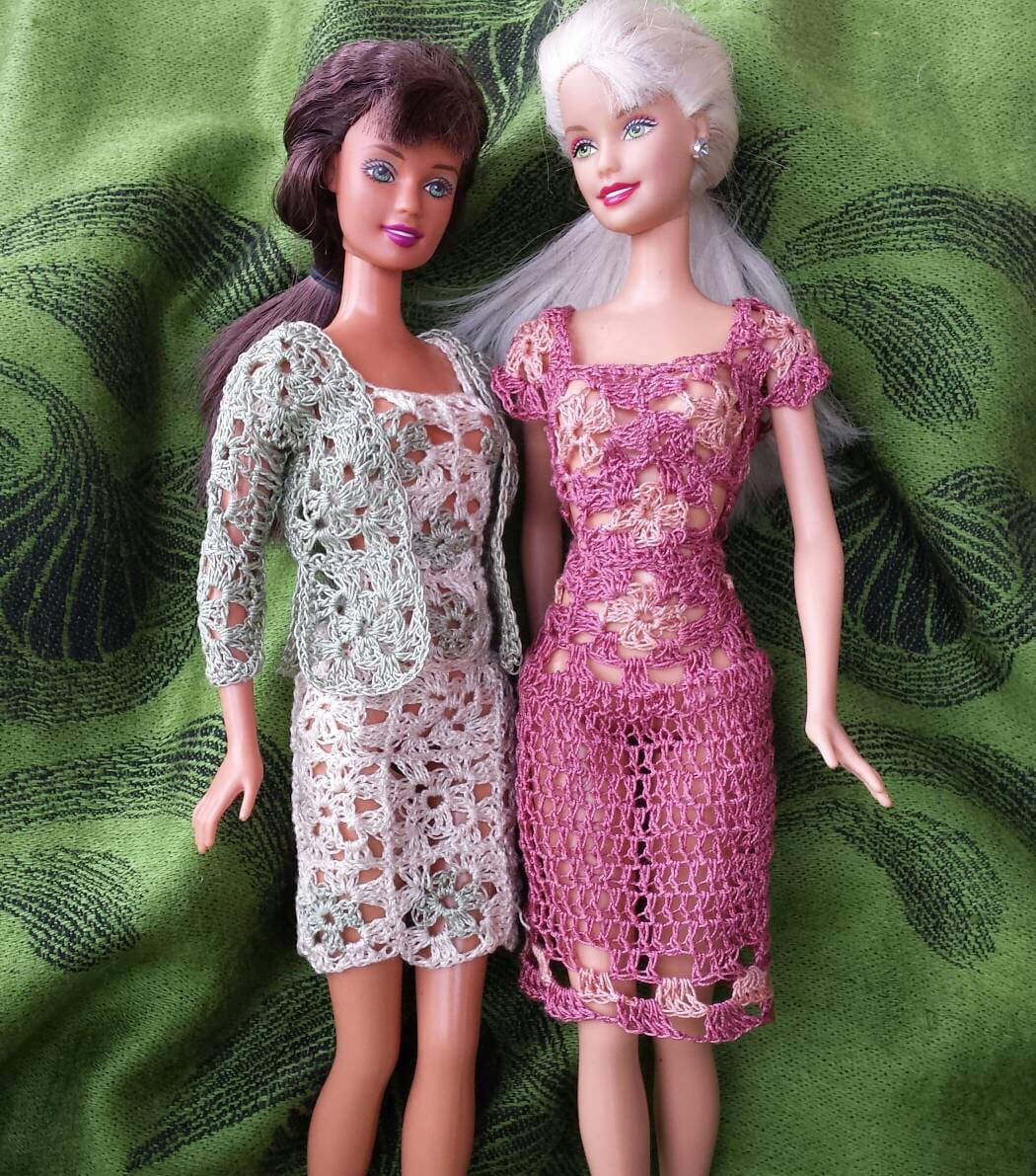 Barbie Doll Crochet Pattern Granny Square Dresses and Sweater. PDF