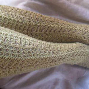 Knitting pattern fishtail lace knee socks and boot socks. PDF download with knitting instructions only, not a finished product.