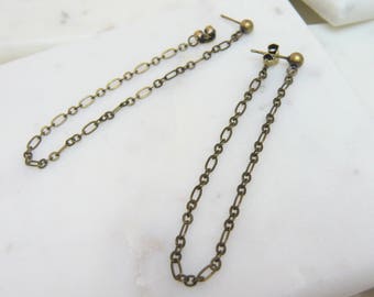 Everyday Chain Loop Earrings - Antiqued Brass Chain