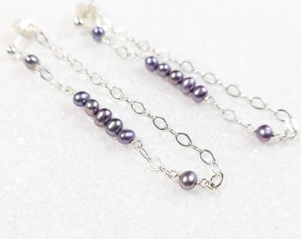 Pearl And Chain Loop Earrings