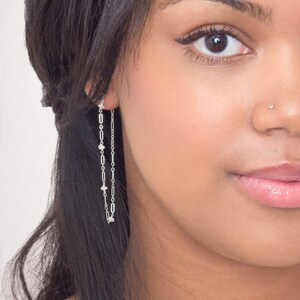 Moonstone Chain Loop Earrings image 2