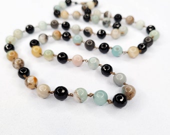 Amazonite and Onyx Beaded Necklace