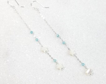 Twilight Star Mother Of Pearl And Apatite Chain Shoulder Duster Earrings