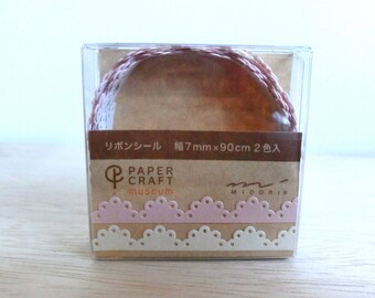 Decorative sticky paper tape – Pink and ivory lace
