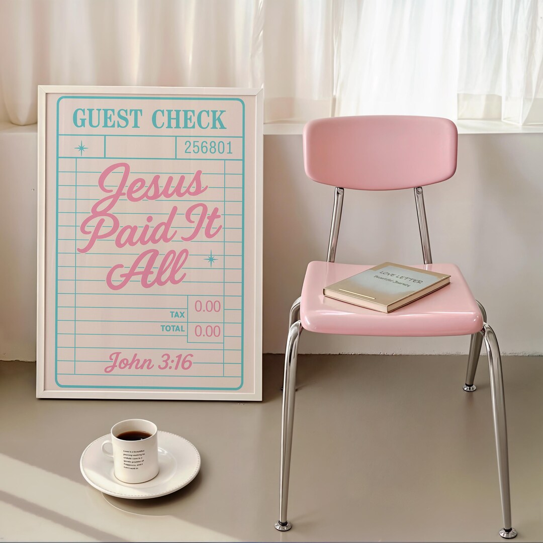 Printable Retro Guest Check “jesus Paid It All”, Pink Bible Journaling ...