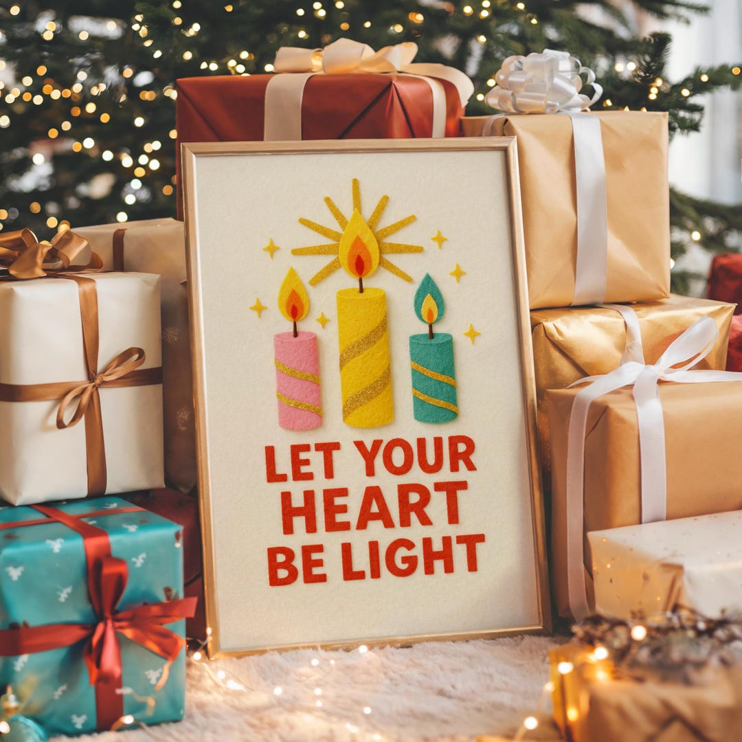 Let Your Heart Be Light Printable | Retro Christmas Decor | Festive ...