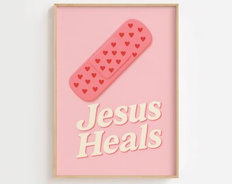 Jesus Heals Art Print – Christelijke genezing muurkunst, decor geloof aanmoediging, religieuze afdrukbaar
