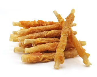 Chicken Wrapped Rawhide Sticks: High Protein Dog Chews