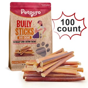 6-Inch Bully Sticks: Natural Beef Dog Chew Treats - 100 Count