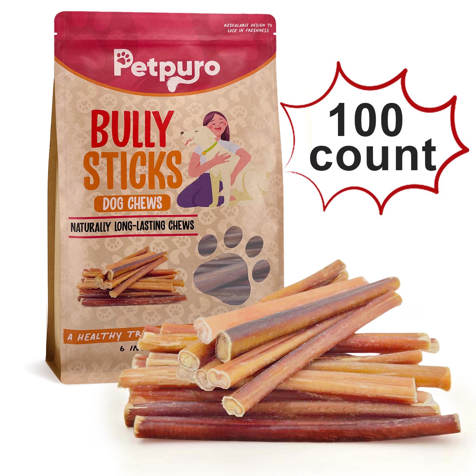 6-Inch Bully Sticks: Natural Beef Dog Chew Treats - 100 Count