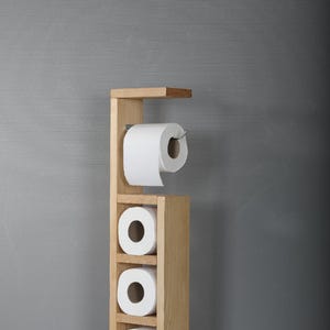 Porta rotolo di carta igienica in legno / Porta carta igienica / Portaoggetti indipendente / Porta carta igienica / Supporto da pavimento in legno / Porta carta igienica