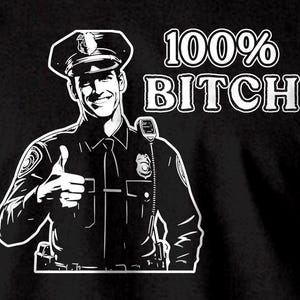 Police bitch, black, hand printed, t-shirt