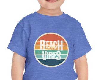 Beach Vibes camiseta de manga corta para niños pequeños Bella + Canvas, viaje a la playa, camisas de verano para niños pequeños, camiseta de vacaciones familiares, camiseta de playa para niños