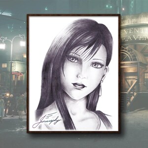 Fanart Print - Tifa Final Fantasy VII Black and White