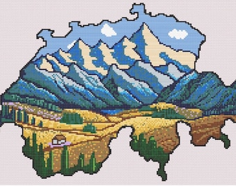Switzerland Mountain Cross Stitch PDF Pattern