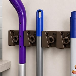 Wall Broom Holder | Garage, Utility Room Organizer Rack