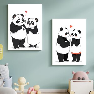 Entzückendes süßes Panda Kunst Wandkunst digitale Wandkunst Cartoon Kunst Heiratsantrag