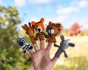 Marionnettes à doigt au crochet faites main | Marionnettes de ferme et d'animaux pour jouer à faire semblant, raconter des histoires ou décorer une chambre d'enfant