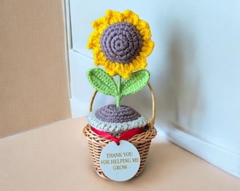 Crochet Sunflower, Daisy, Rose and Tulip Pot | Emotional Support Plant | Flower Gift