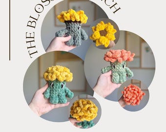 The Blossom Bunch Flower Buddies Crochet Pattern - Sunflower, Marigold and Chrysanthemum - Amigurumi PDF DIGITAL DOWNLOAD