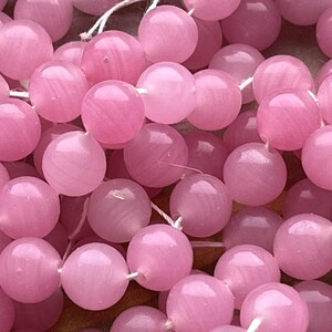 36 — Handmade Japanese Rose Quartz Pink Glass Vintage Beads 8mm