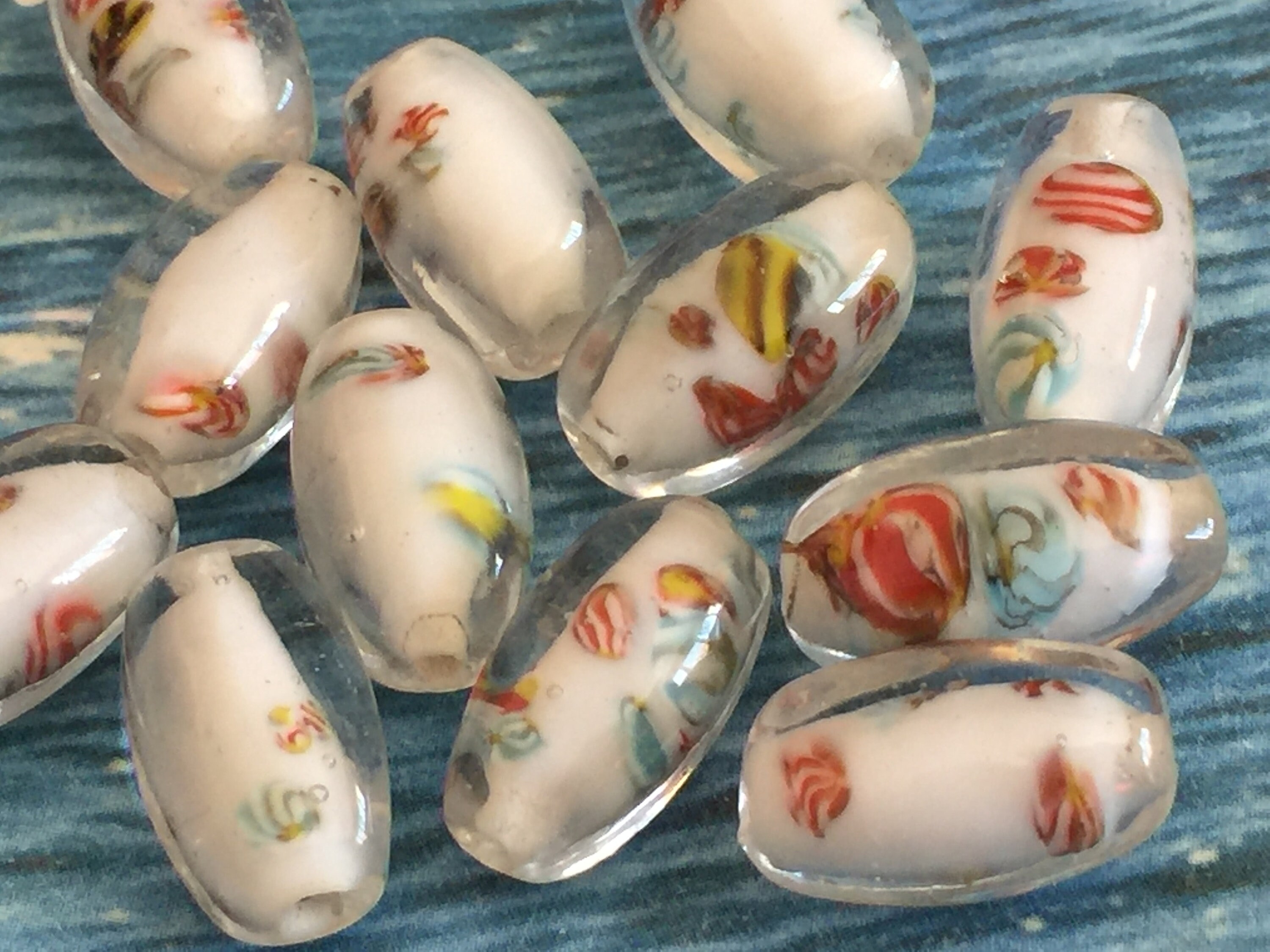 4 Rare Handmade Japanese Vintage Glass Beads 16/8mm Millefiori Etsy