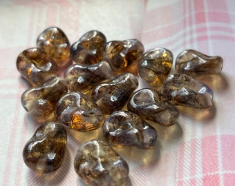 4 — 15/11mm Handmade Japanese Vintage Glass Beads Opal Coffee Colored art Glass