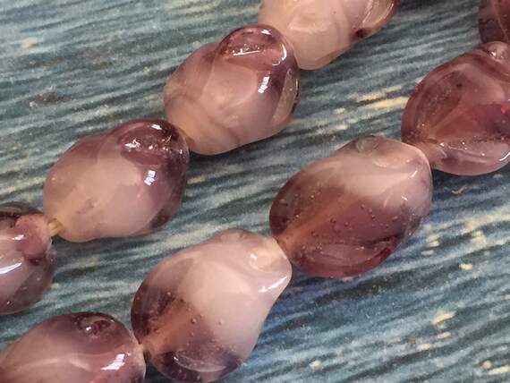 Vintage Japanese Picasso Speckled Amethyst Glass Beads Set of 6